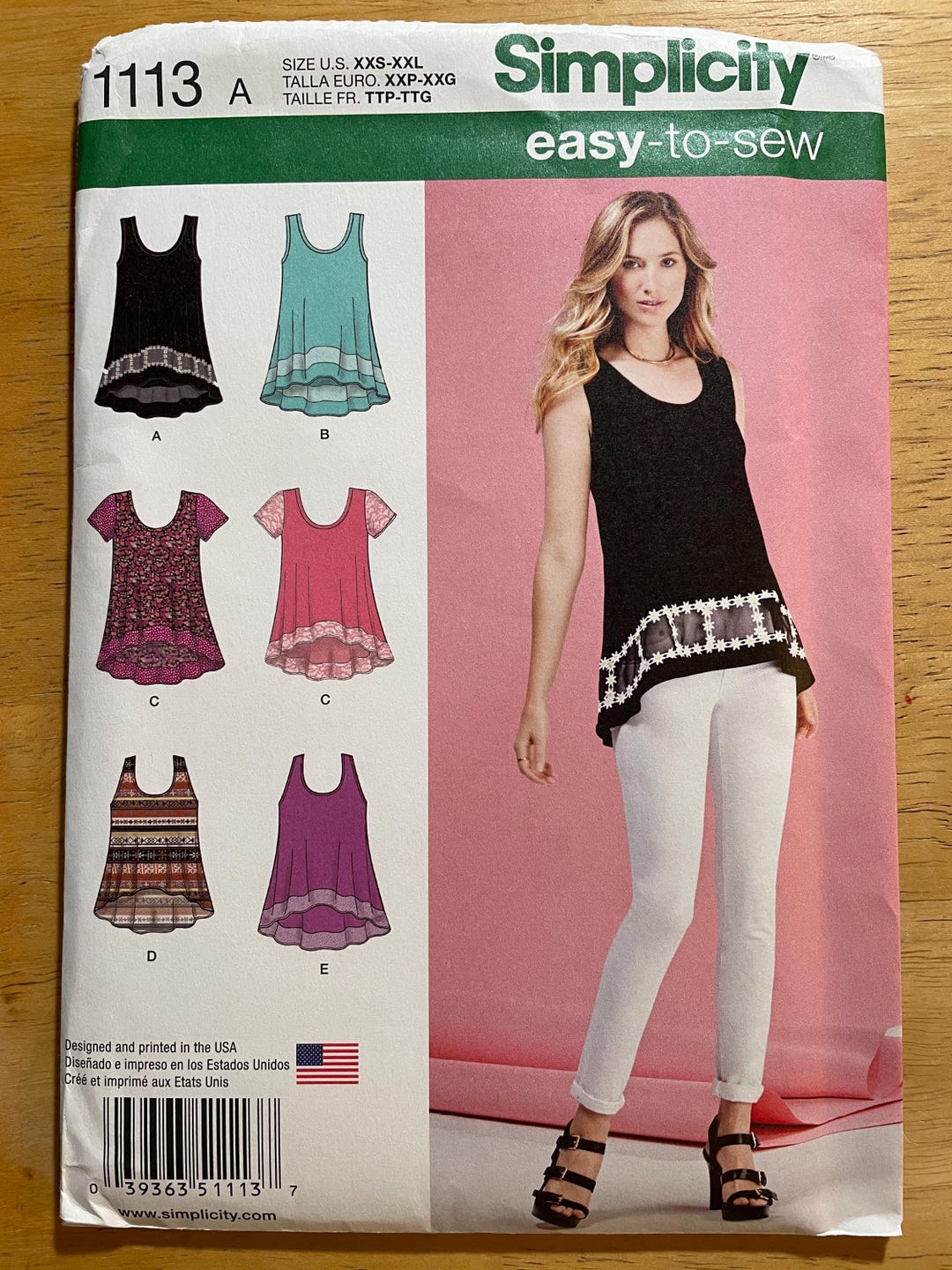 Simplicity 1113 Pattern Easy Stretch Knit High Low Hem Tank Top, T-back ...