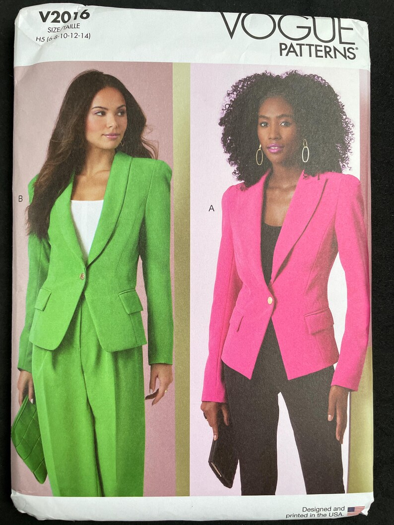 Vogue V2016 2016 Pattern UNCUT Fitted Lined Jacket Princess Seams ...