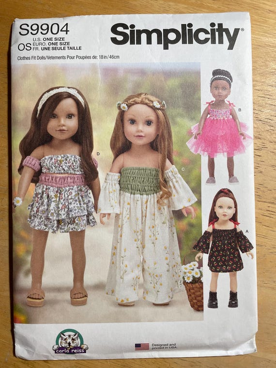 Simplicity 9904 Pattern UNCUT 18" Doll Clothing Carla Reiss Elasticized  Shirred Bodice Dress Fantasy Day Style Sleeves Tulle off Shoulder - Etsy
