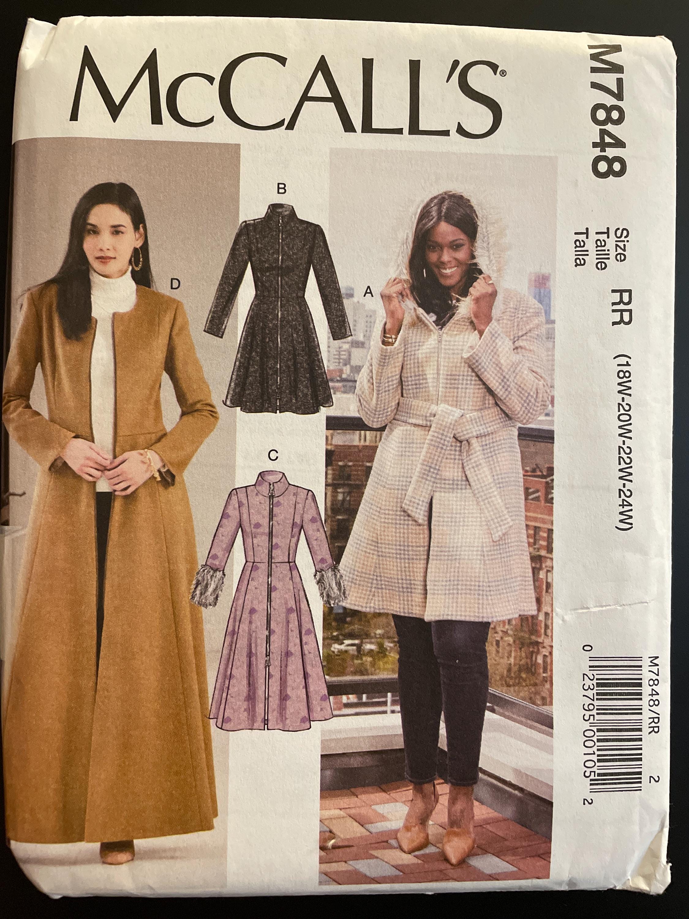 Mccalls M7848 7848 Pattern UNCUT Fitted Lined Coat Zipper Front