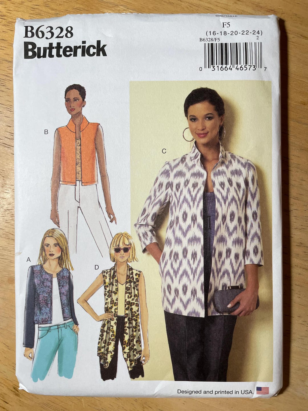 Butterick B6328 6328 Pattern UNCUT 2010s Easy Loose Fitting Unlined ...