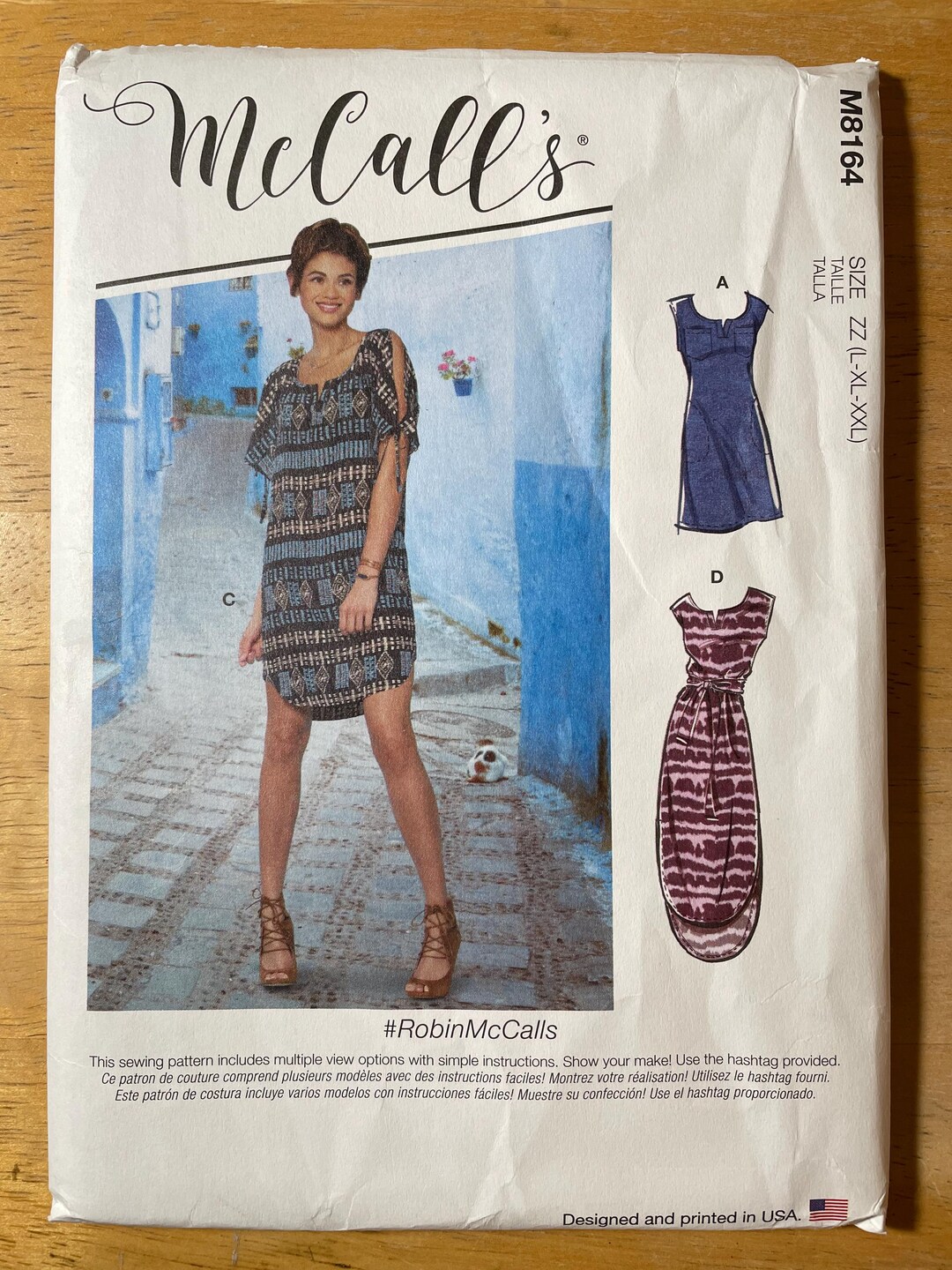 Extended Shoulder Pattern Mccalls M8164 8164 Pattern UNCUT Loose Pullover Dress Sleeve Bands ...