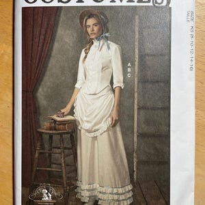 Modèle McCalls 8397 non-coupe Womens Living History Western Frontier Settler Pioneer Gold Rush Costume Voyage Robe agitation taille 8-16 ou 18-26
