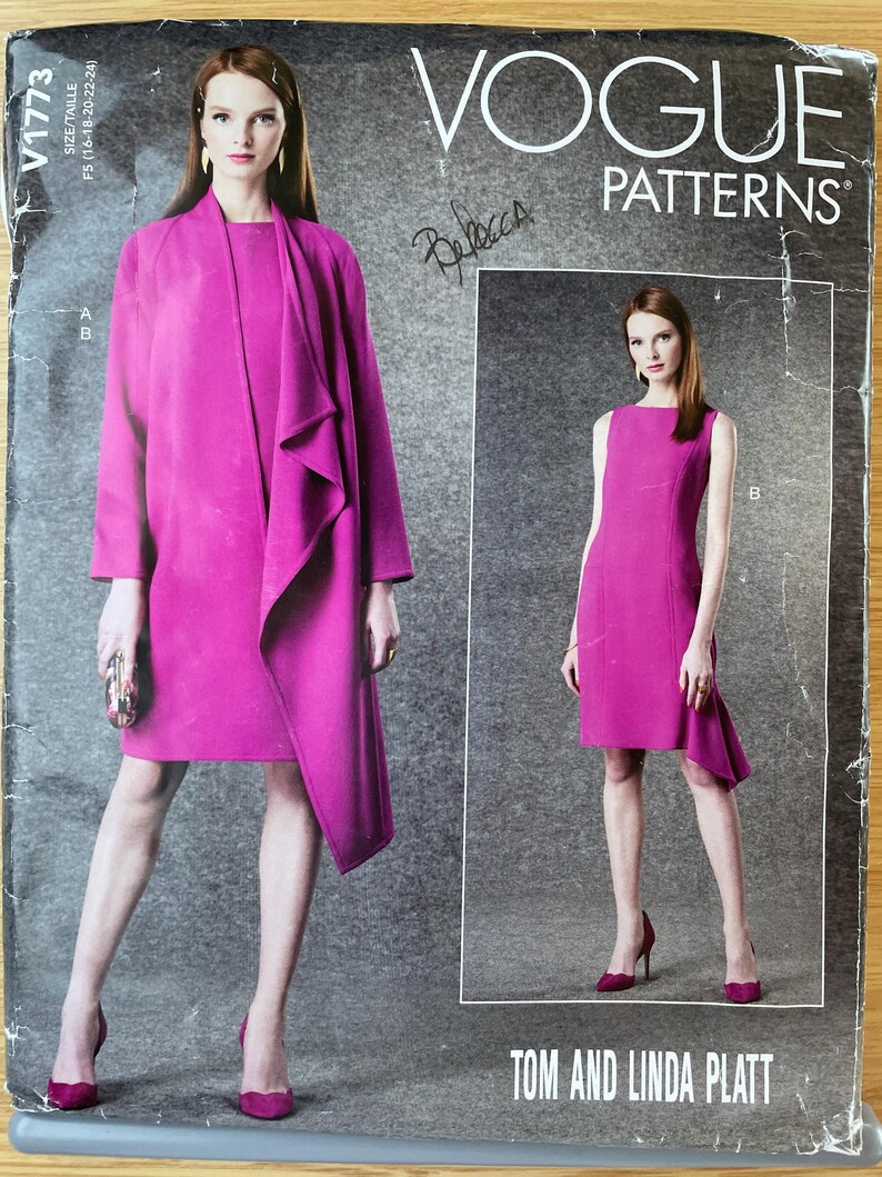 Pattern V1829 Vogue V1773 1773 Pattern UNCUT Designer Tom Linda Platt Sleeveless ...