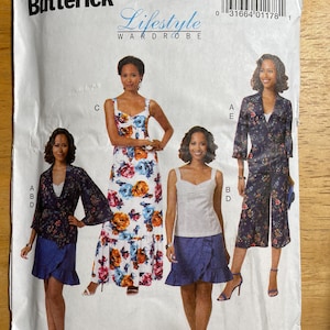 Butterick B6669 6669 Pattern UNCUT Lifestyle Wardrobe Sleeveless Sweetheart Camisole Knee Length Skirt Dress Culottes Sash Size 6 8 10 12 14