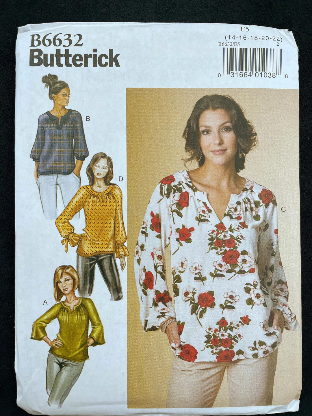 Butterick B6632 6632 Pattern UNCUT Easy Loose Fitting Pullover Top ...