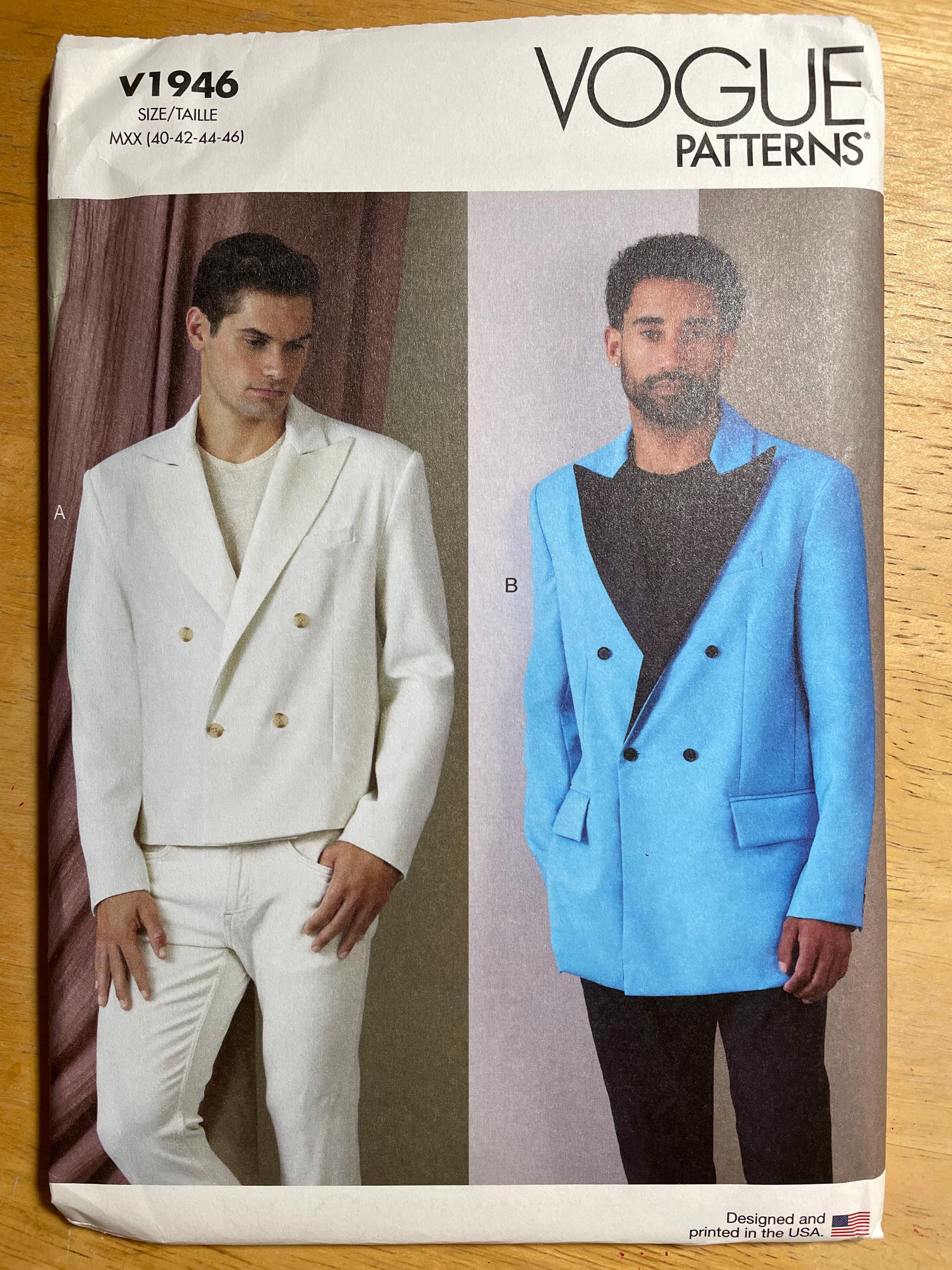 Vogue V1946 1946 Pattern UNCUT Mens Loose Fitting Unlined Jacket
