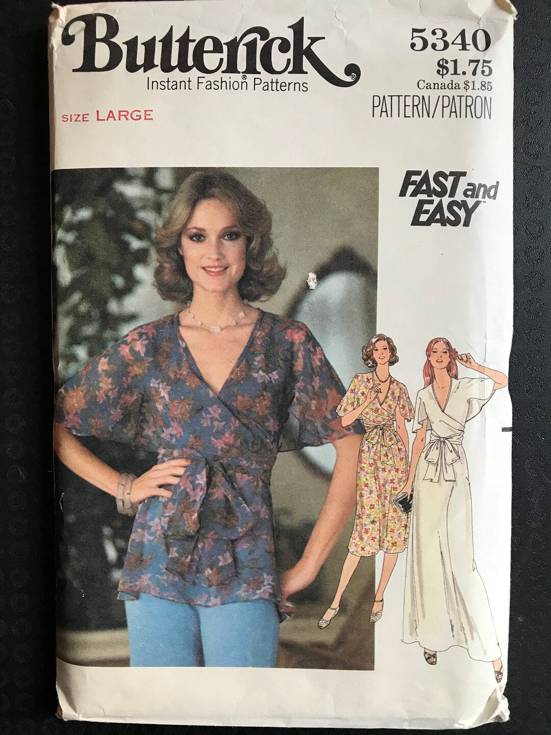 Butterick 5340 Pattern Fast & Easy Wrap Look Dress or Top With Capelet ...