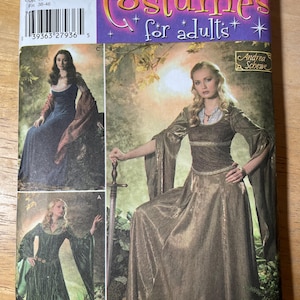 Simplicity 4940 Pattern UNCUT Vintage 2000s Andrea Schewe Costumes Medieval Renaissance Arwen Gown Angel Sleeves Flare Size 10 12 14 16 18