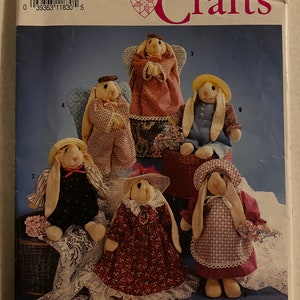 Simplicity 0605 7421 Pattern UNCUT 1990s Vintage Crafts Sock Bunny and Clothes - Rabbits 10&quot; Tall Victorian Angel and Prairie Styles