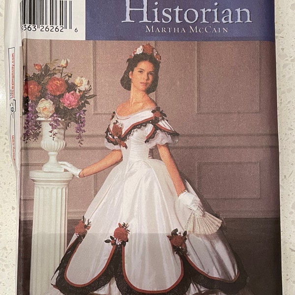 Simplicity 5724 Pattern UNCUT Vintage 2000s The Fashion Historian Martha McCain Ball Dress Flared Southern Belle Civil War Size 6 8 10 12 VA