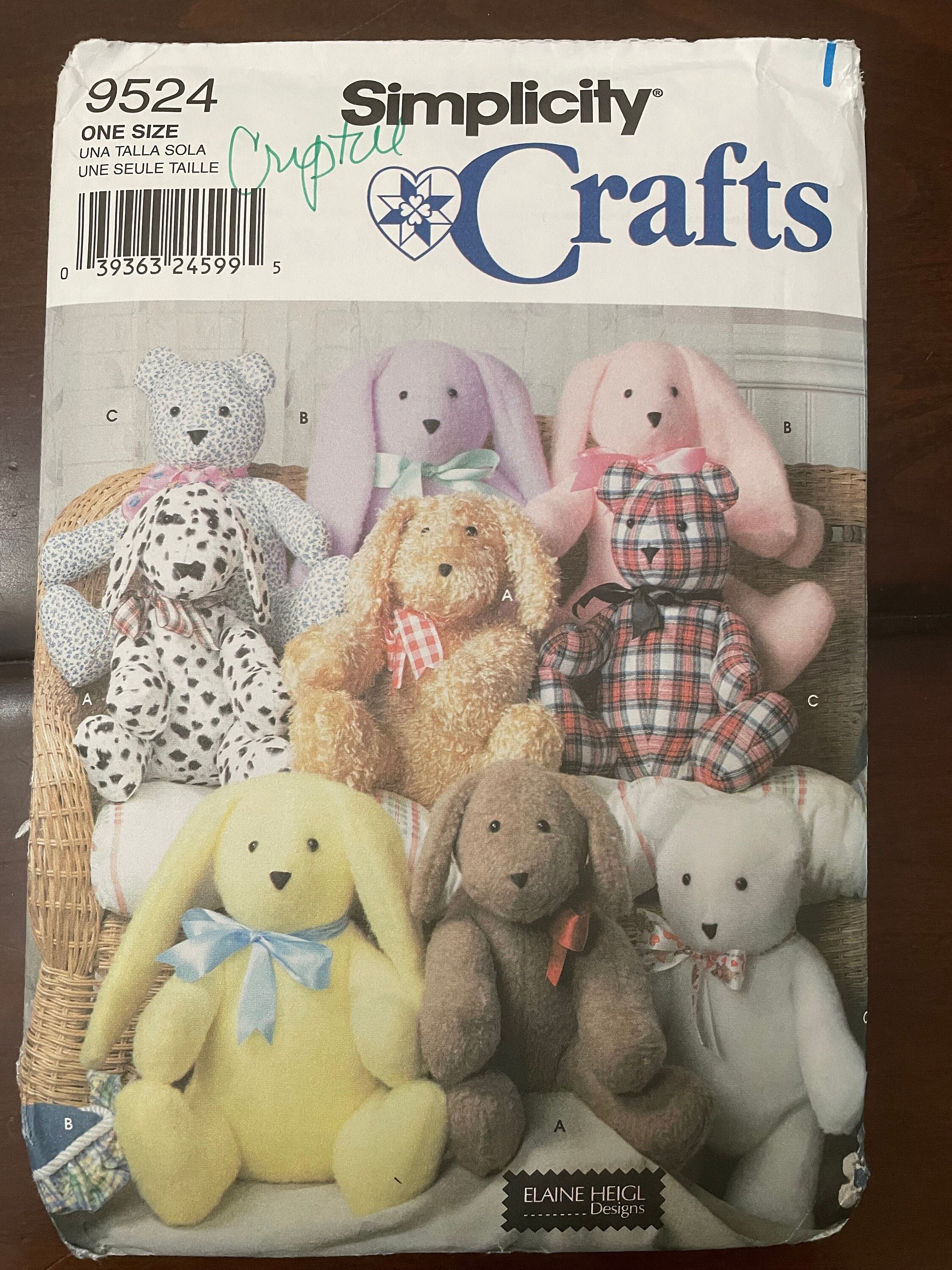 Simplicity Rabbit Patterns Simplicity 9524 Pattern CUT Complete OR Uncut 2000s Vintage Elaine ...