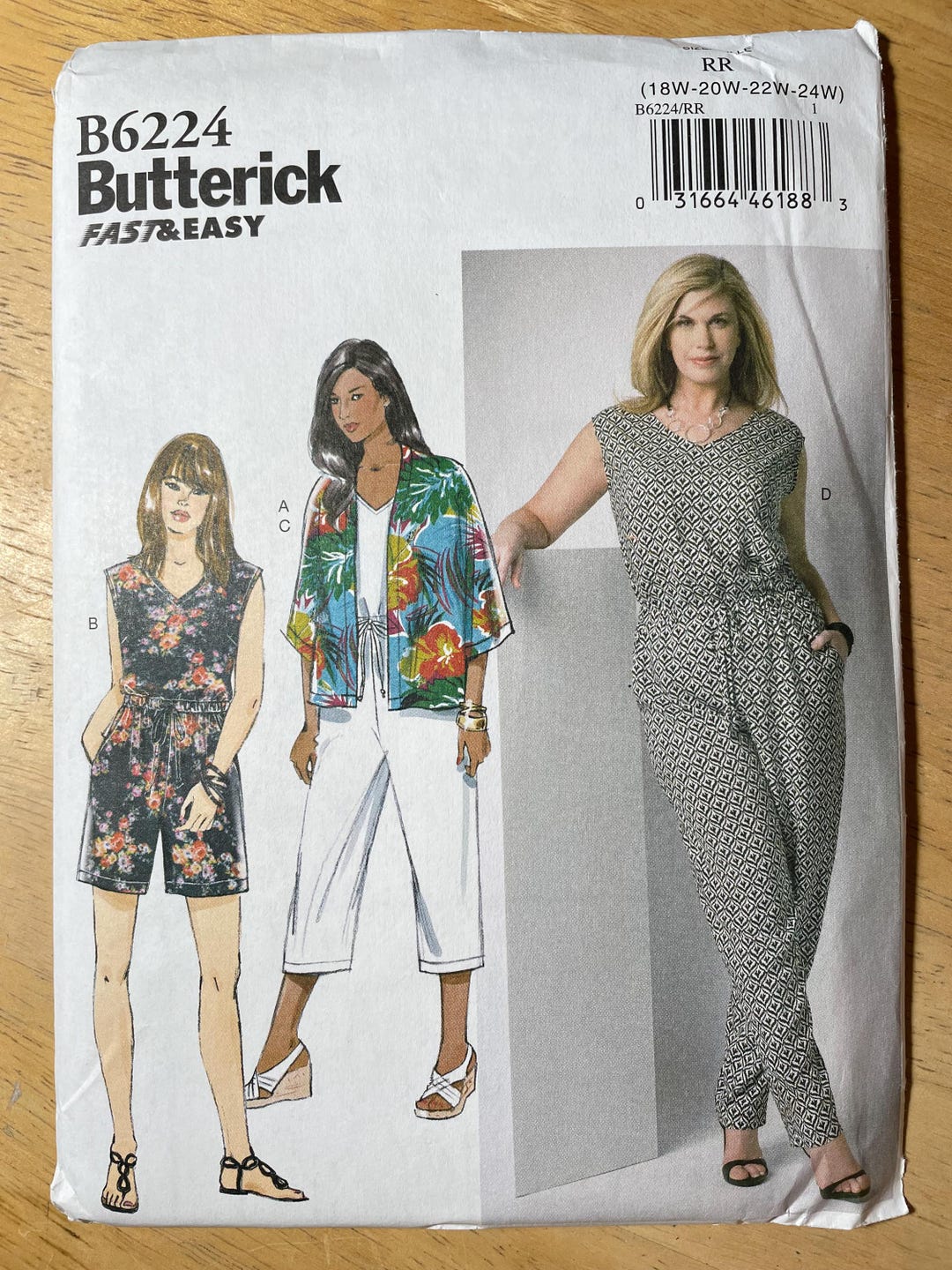 Butterick B6224 6224 Pattern UNCUT Fast Easy Loose Fit Unlined Kimono ...