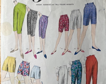 Vogue 3011 Pattern UNCUT 1960s Basic Proportioned Pants and Shorts High Waist Flat Front Size Waist 28 Hip 38