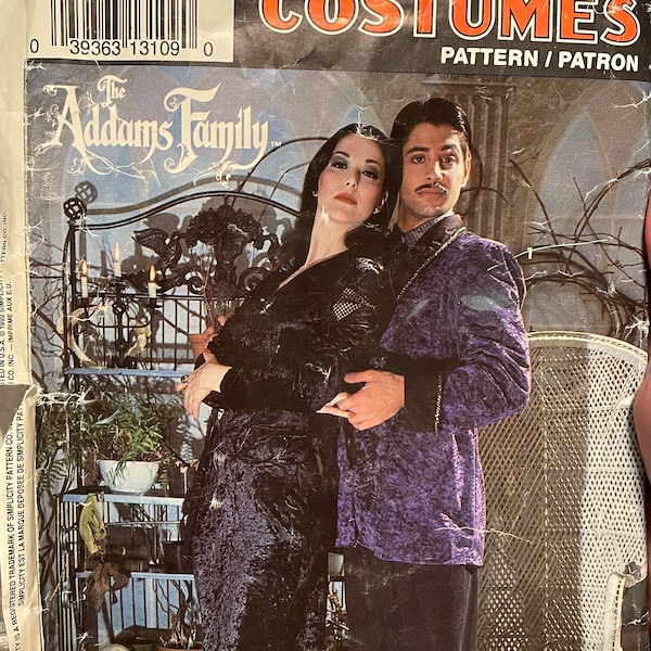 Simplicity 0629 7990 Pattern CUT See Description 1990s Vintage Addams Family Morticia Gomez Halloween Costume Paramount Picture Dress Jacket