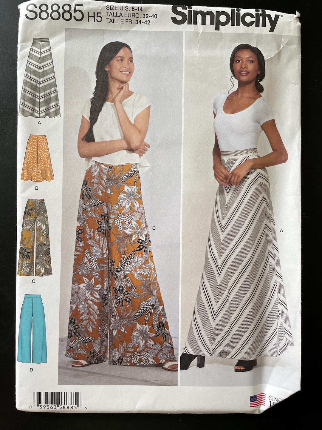Simplicity S8885 8885 Pattern UNCUT Side Zipper Wide Legged Pants