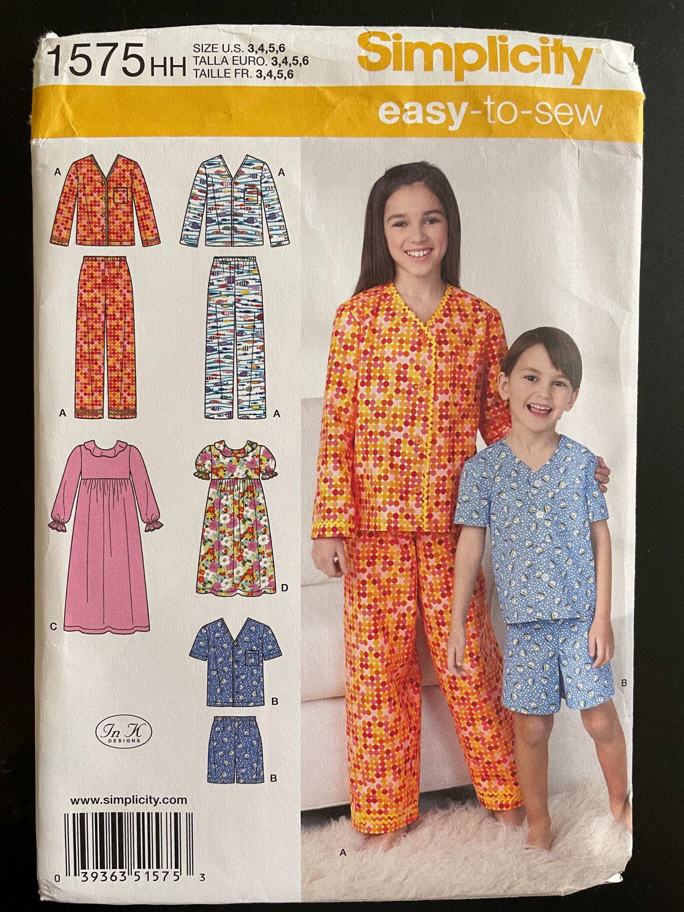 Simplicity 1575 Pattern UNCUT Easy in Ks Designs Child's Pajama
