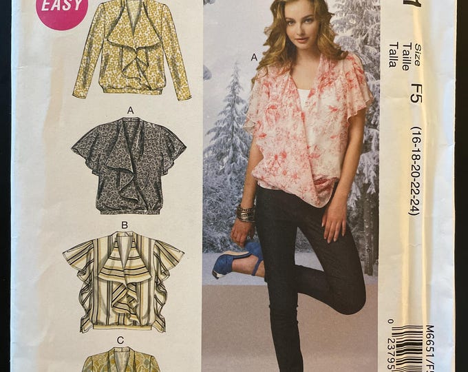 Mccalls M6651 6651 Pattern UNCUT Easy Loose Fit Surplice Bodice Banded ...