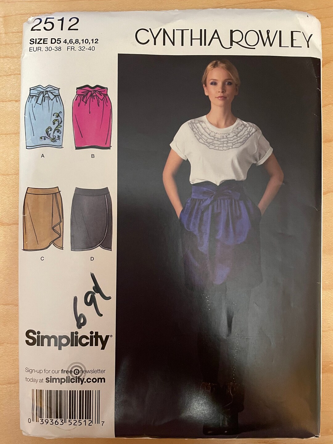 Simplicity 2512 Pattern UNCUT Cynthia Rowley High Waisted Tulip Skirts ...