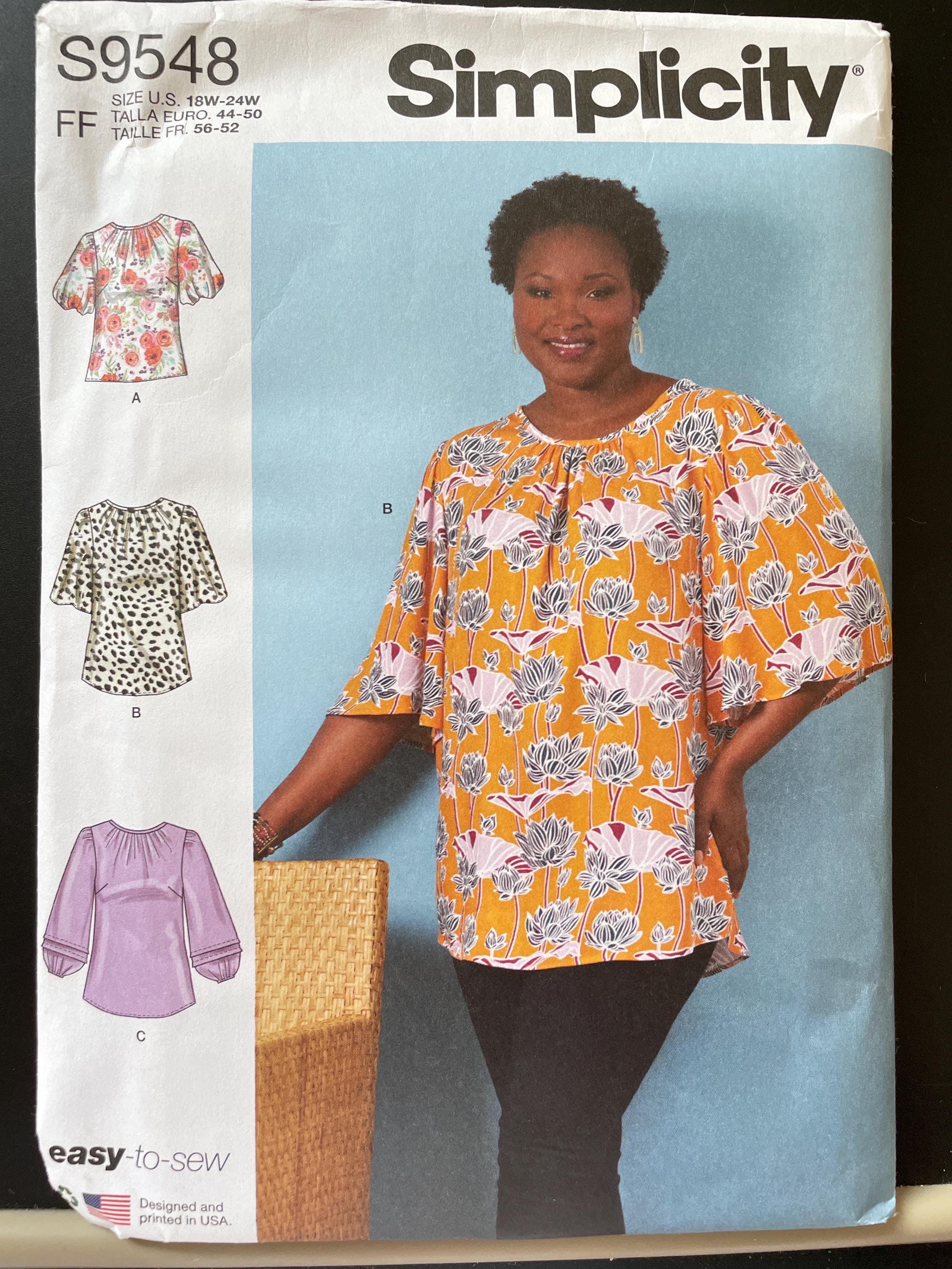 Simplicity S9548 9548 Pattern UNCUT Easy to Sew Back Buttoned Top