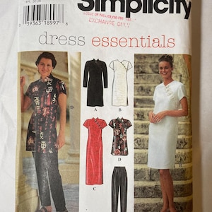 Simplicity 7178 Pattern UNCUT Vintage 1990s Dress Essentials Cheongsam Style Dress Tunic Pull On Pants Asian Fusion Size 4 6 8