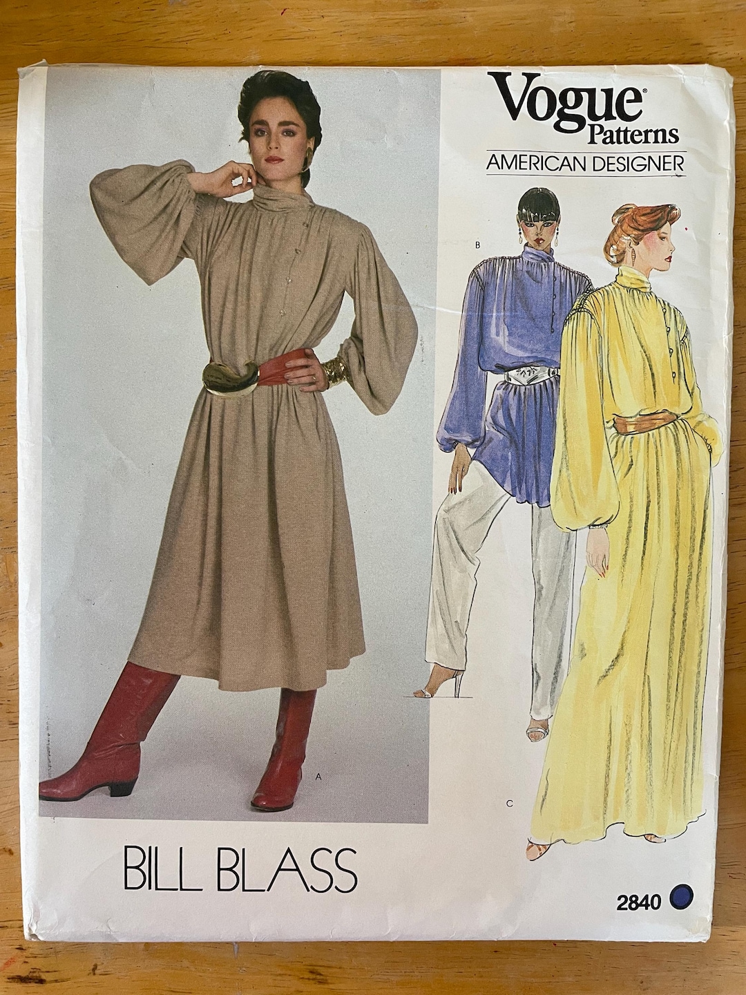 Vogue 2840 Pattern UNCUT 1980s American Designer Bill Blass Loose ...