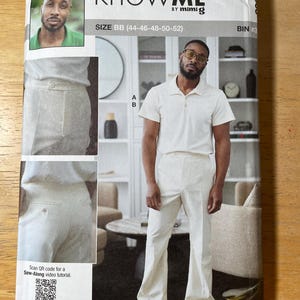 Know Me ME2035 2035 Pattern UNCUT Norris Danta Ford Mimi G Mens Knit Short Sleeve Polo Shirt Bell Bottom Trousers Welt Pockets 34-42  44-52