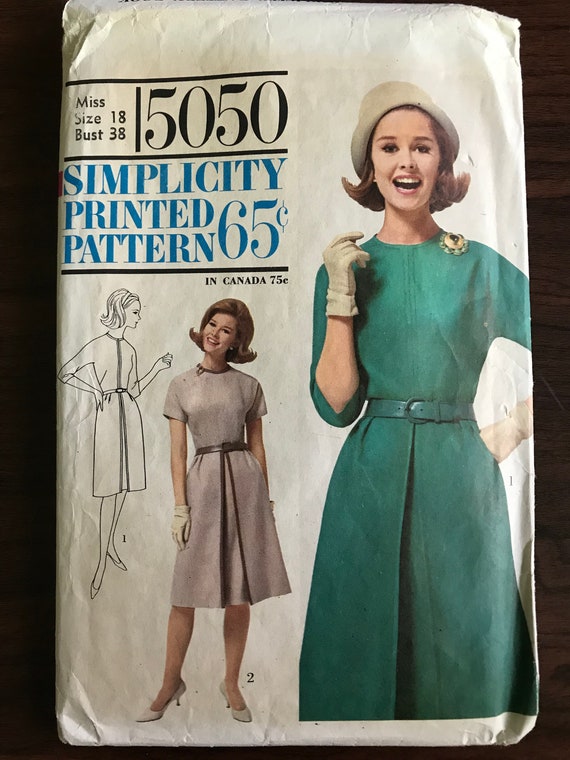 Simplicity 5050 Pattern Cut Complete 1960s One Piece Dress Etsy