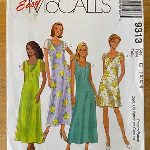 McCalls 9313 Pattern UNCUT Easy to Sew Sleeveless or Short Sleeve Sun Dress Scoop Neckline in Knee or Tea Length Size 10 12 14