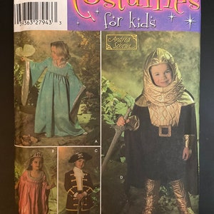 Simplicity 4944 Pattern UNCUT Vintage 2000s Costumes for Kids Andrea Schewe Boy&#39;s Girl&#39;s Medieval Renaissance Outfit Size 3 4 5 6 7 8 CA TX