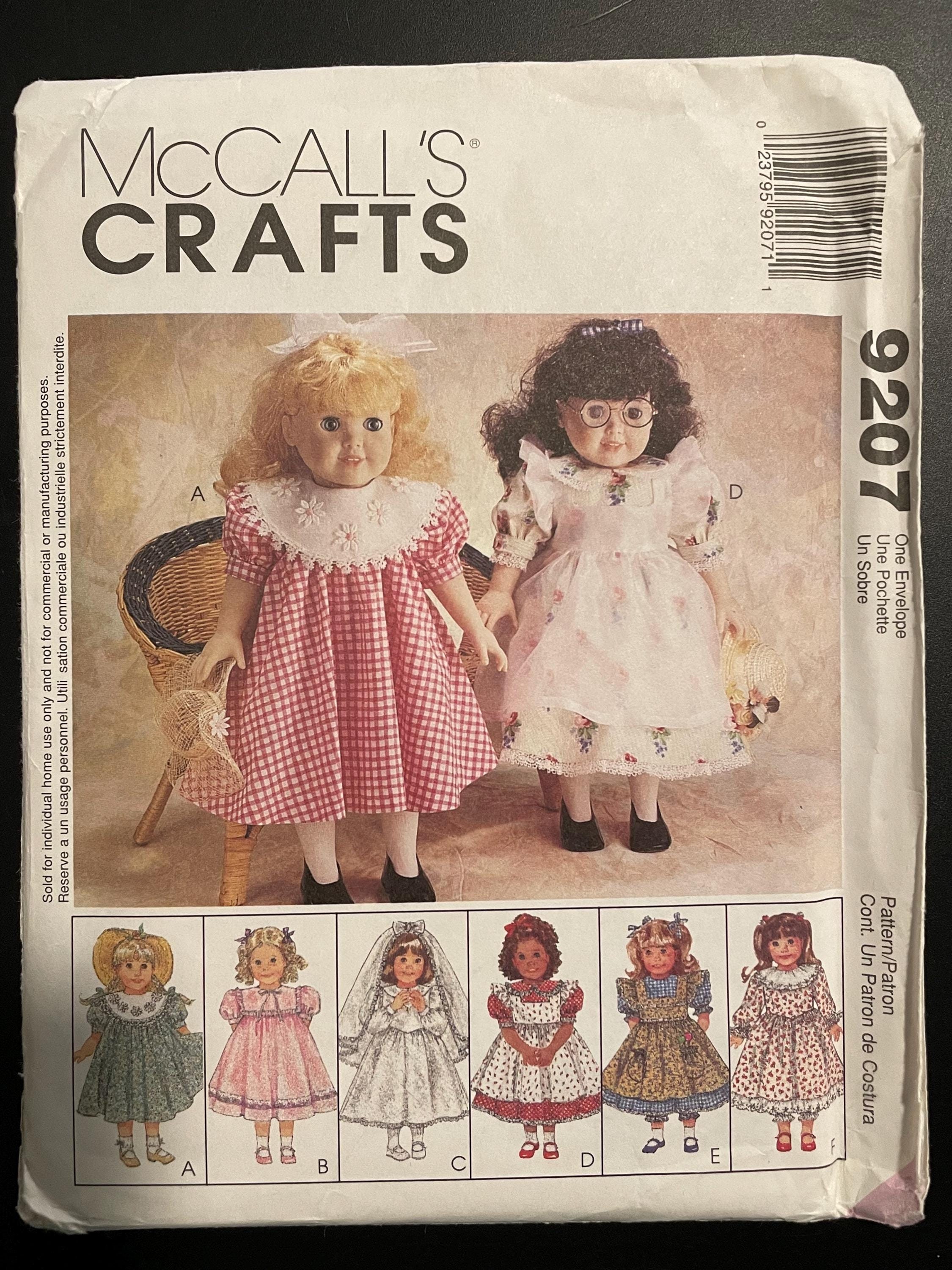 McCalls 9207 Pattern UNCUT Vintage 1990s Dolls Outfit Victorian Edwardian Prairie Wedding Styles Round Square Yoke Pinafore Size 18" Doll