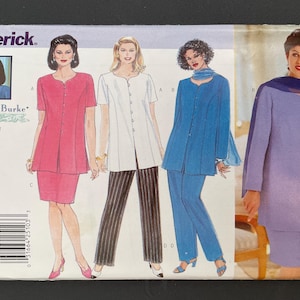 May include: A Butterick sewing pattern featuring Delta Burke designs. The pattern includes illustrations of women's suits and separates in various colors, including pink, white, blue, and lavender. The pattern number is 4872, with size options 20W-22W-24W.