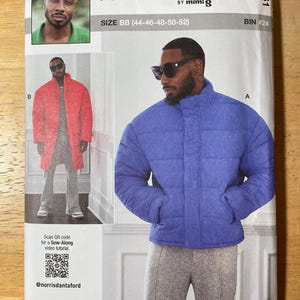 Know Me ME2061 2061 Pattern UNCUT Norris Danta Ford Oversized Puffer Coat Lined Welt Pockets Zipper Hip Knee Length 34-42  44-52