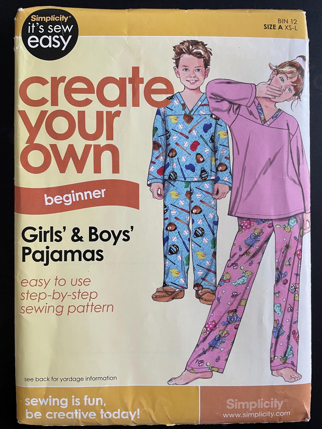 Simplicity 9032507 Pattern UNCUT Easy Beginner's Gir's Boy's Pajama Set ...
