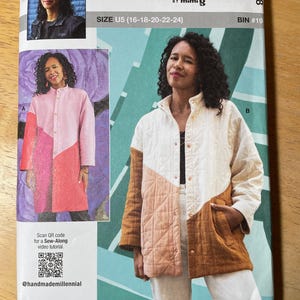 Know Me ME2058 2058 Pattern UNCUT Handmade Millennial Fully Lined Asymmetrical Angular Color Block Coat Accent Sleeve Collar Welt 6-14 16-24