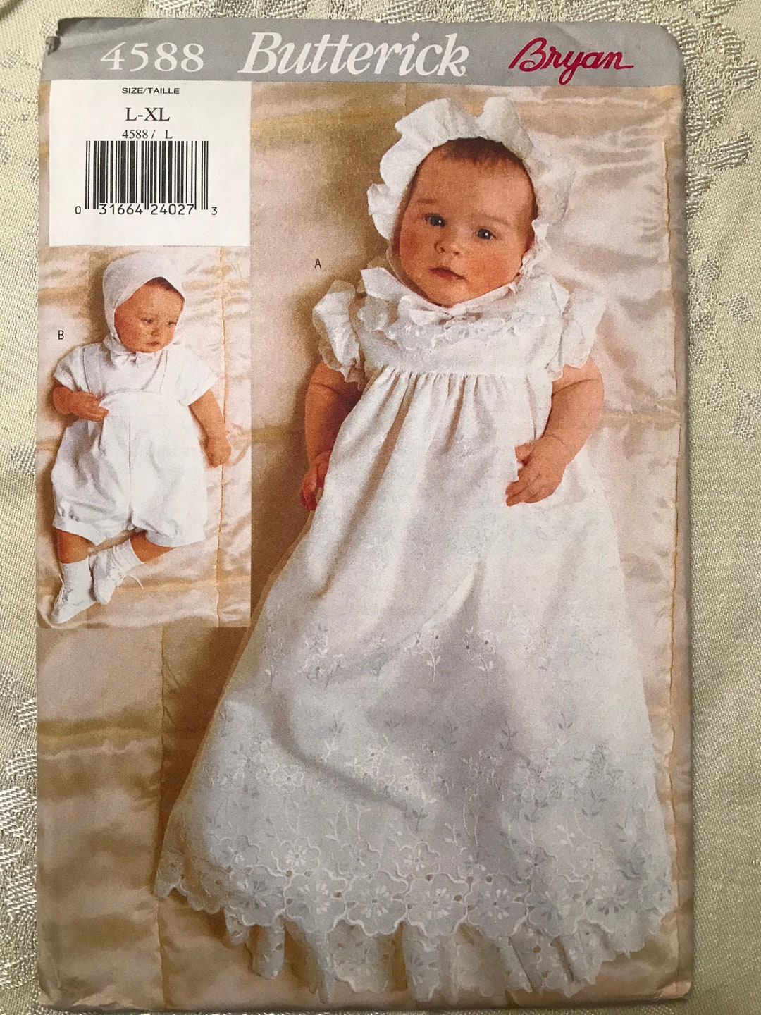 Bryan Pattern Butterick 4588 Pattern UNCUT 1990s Bryan Infant's Lace Trimmed Dress ...