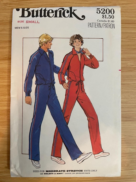 Butterick 5200 Pattern UNCUT 1970s Men's Gym Track Suit