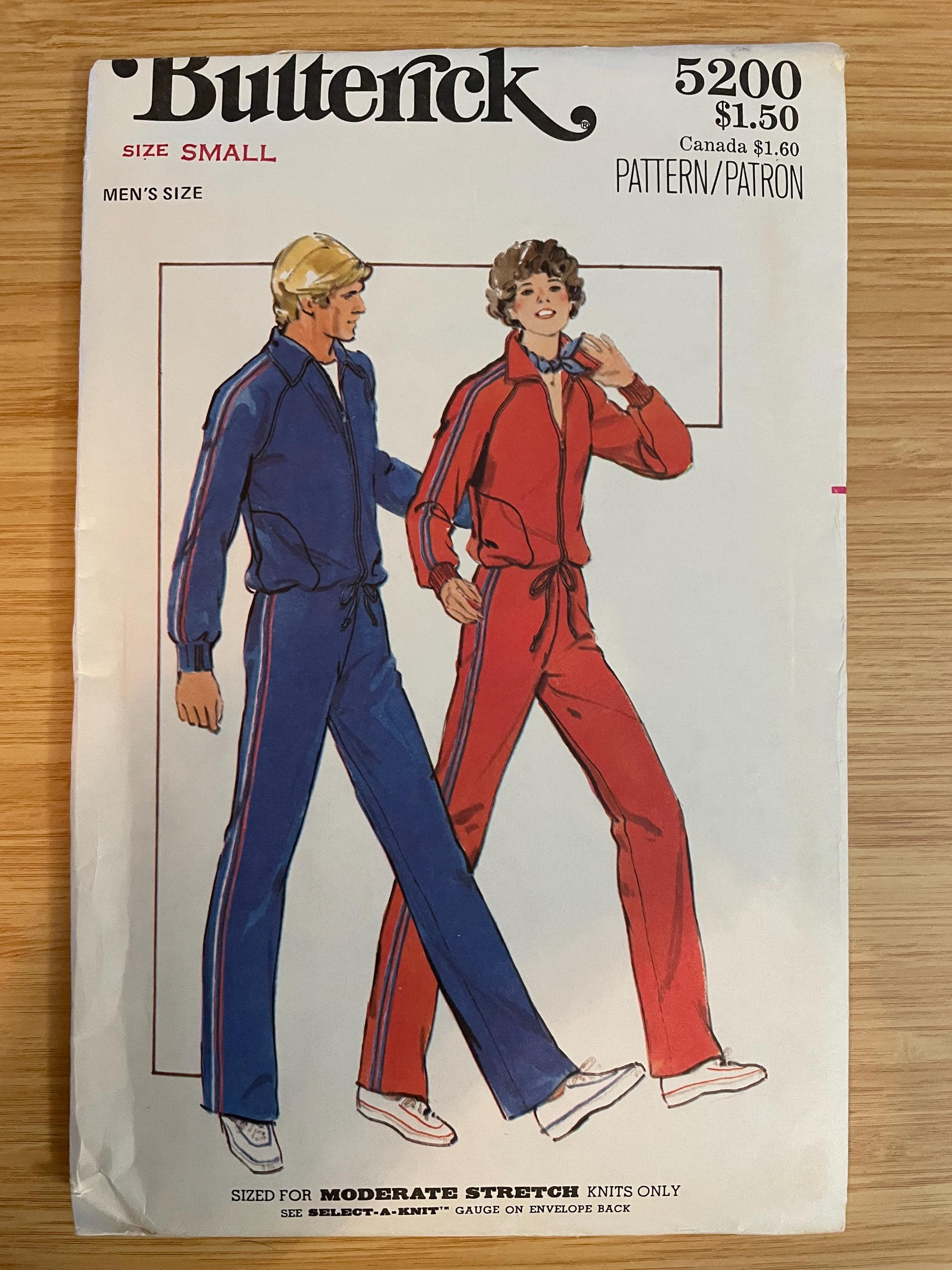 60s vintage ボーダー プルオーバー ウール ジャケット Butterick 5200 Pattern UNCUT 1970s Men's Gym Track Suit