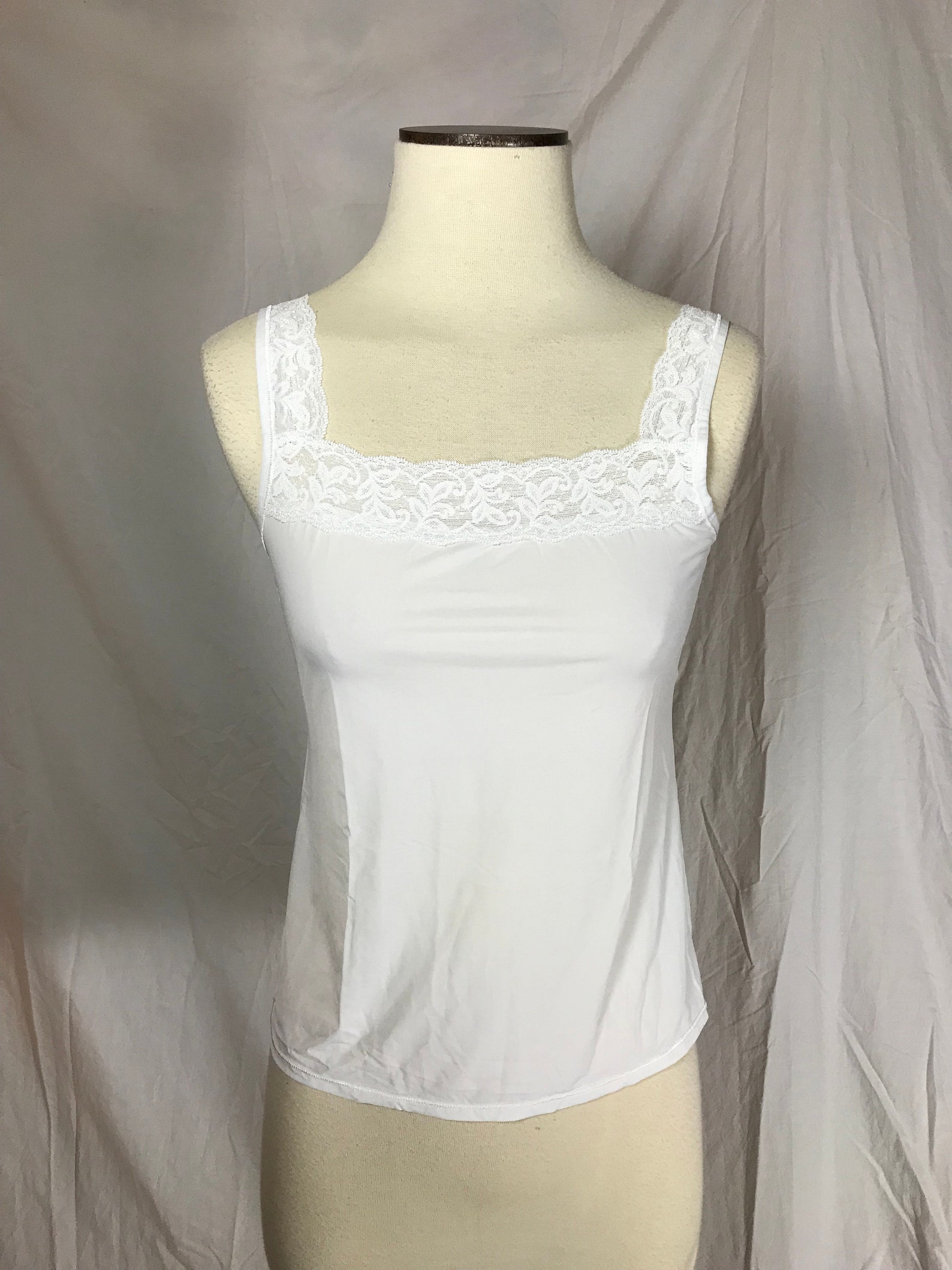 Vanity Fair White Nylon Spandex Stretch Camisole with Lace Etsy