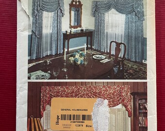 Simplicity 6196 Pattern UNCUT 1970s Vintage Decorator Home Improvement Window Treatments Swag with Jabot Valace and Side Panels One Size