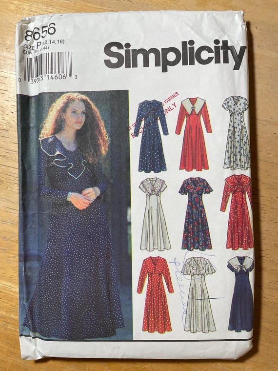 Simplicity 8656 Pattern UNCUT V Neck Raised Shaped Waist Dress Ruffle Shawl or Pilgrim Collar Option Flared Skirt Size 12 14 16 - Etsy Simplicity 8656 Pattern UNCUT V Neck Raised Shaped Waist Dress Ruffle Shawl or Pilgrim Collar Option Flared Skirt Size 12 14 16 - Etsy
