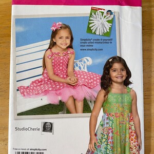 Simplicity 1821 Pattern UNCUT Studio Cherie Girl's Sleeveless Fit and Flare Dress with Back Tie and Underskirt Petticoat Size 3-8 CA VA