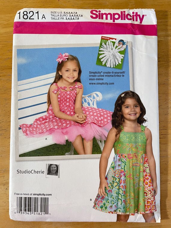 Simplicity 1821 Pattern UNCUT Studio Cherie Girl's Sleeveless Fit and Flare  Dress With Back Tie and Underskirt Petticoat Size 3-8 CA VA - Etsy