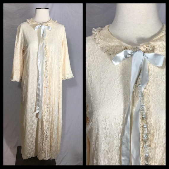 Vintage Miss Elaine Pale ivory Lace Over Nylon Bu… - image 1