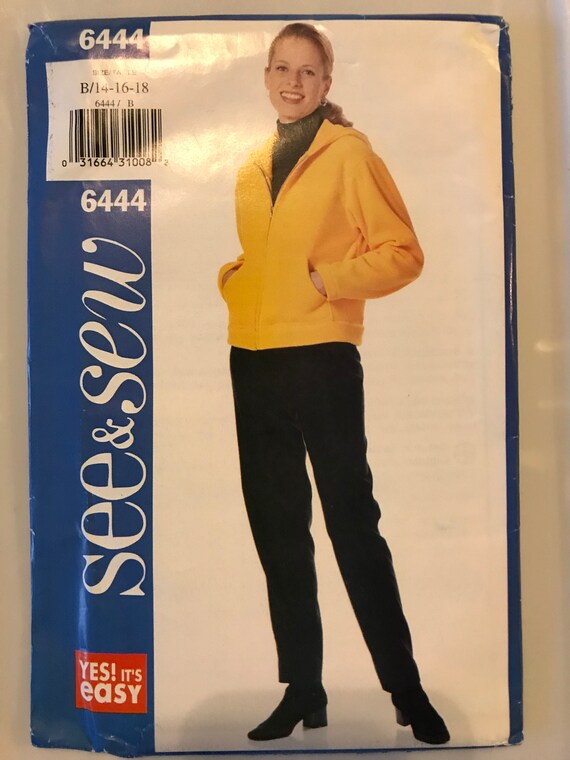 See & Sew 6444 Pattern UNCUT 1990s Vintage Easy Zipper Front