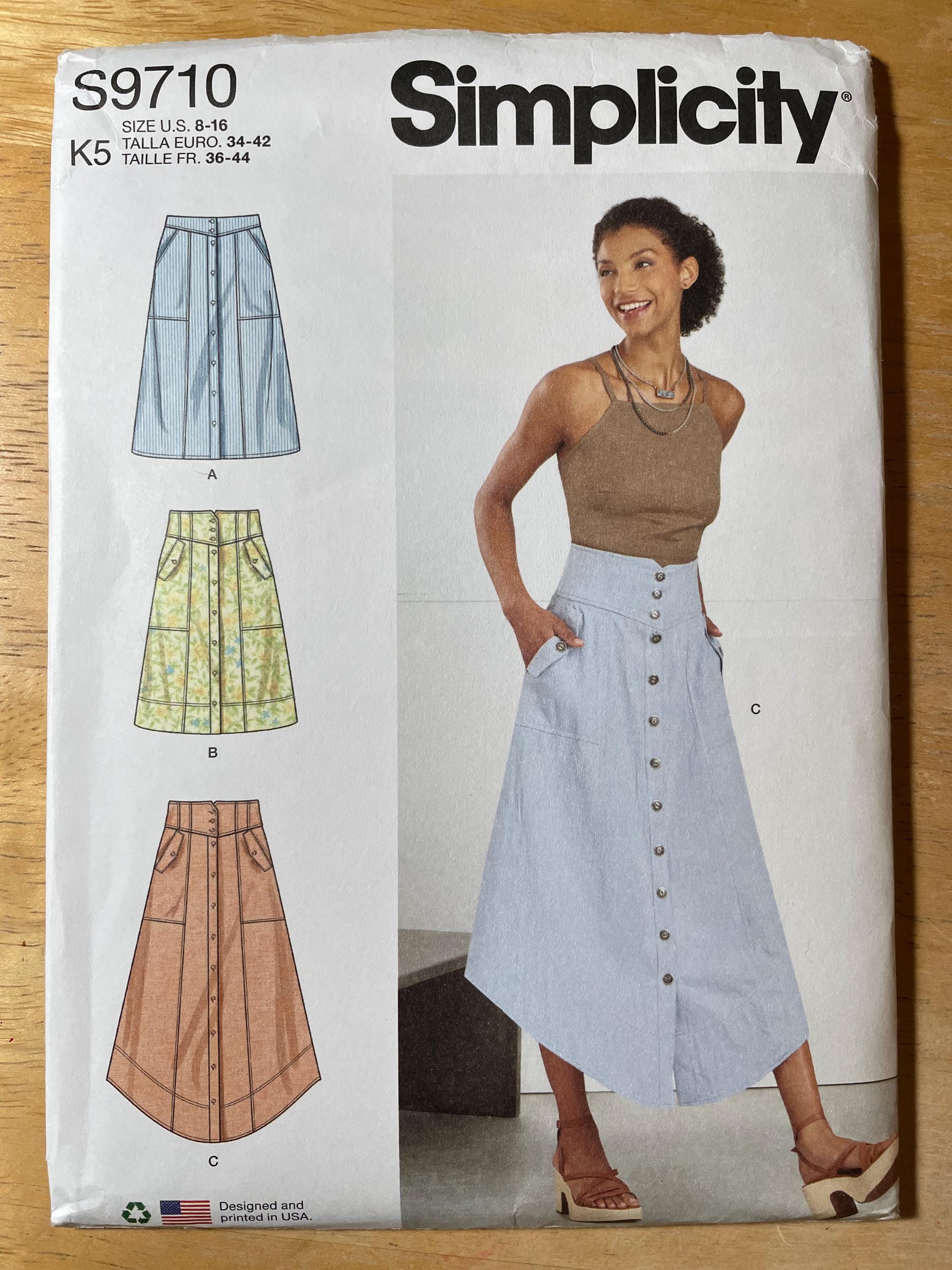 Simplicity S9710 9710 Pattern UNCUT Button Front Skirt Yoke Slant ...