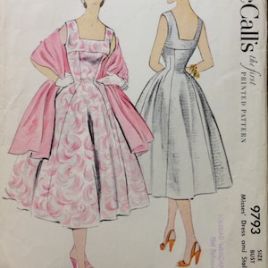 Mccalls 9793 Pattern UNCUT Vintage 1950s Cocktail Party Dress Square ...
