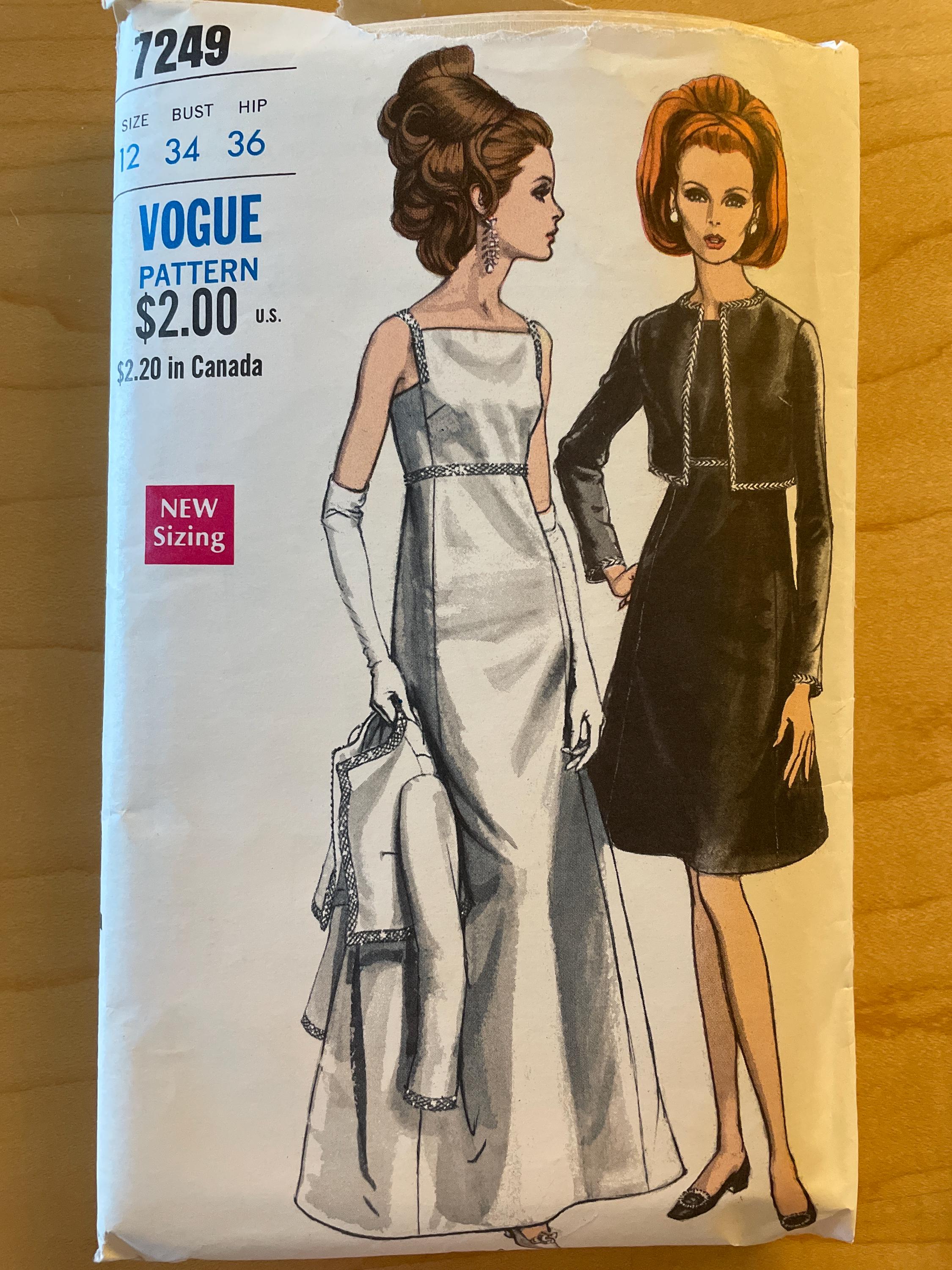 Patron De Couture Vintage Vogue Années 70 - Robe Et Veste Laroche, Taille B34