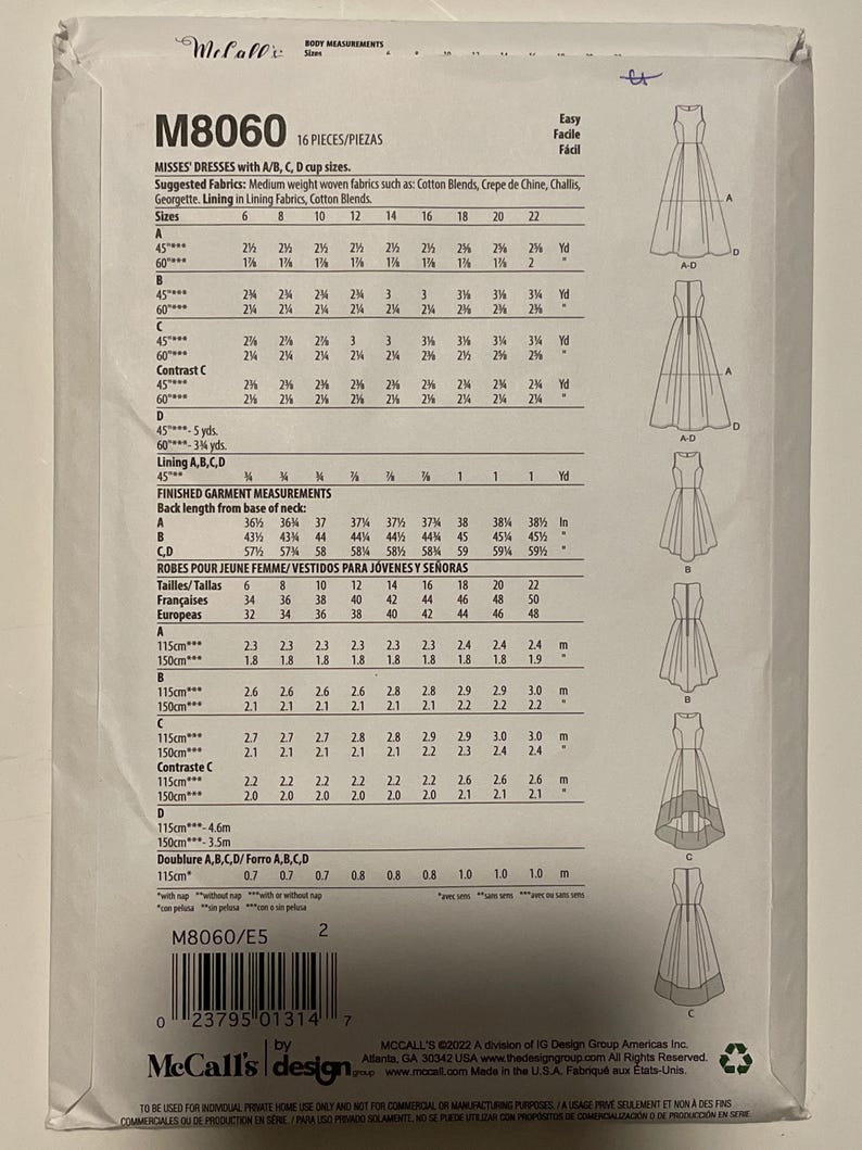 Mccalls M8060 8060 Pattern UNCUT Sleeveless Scoop Neck Fit Flare Dress ...