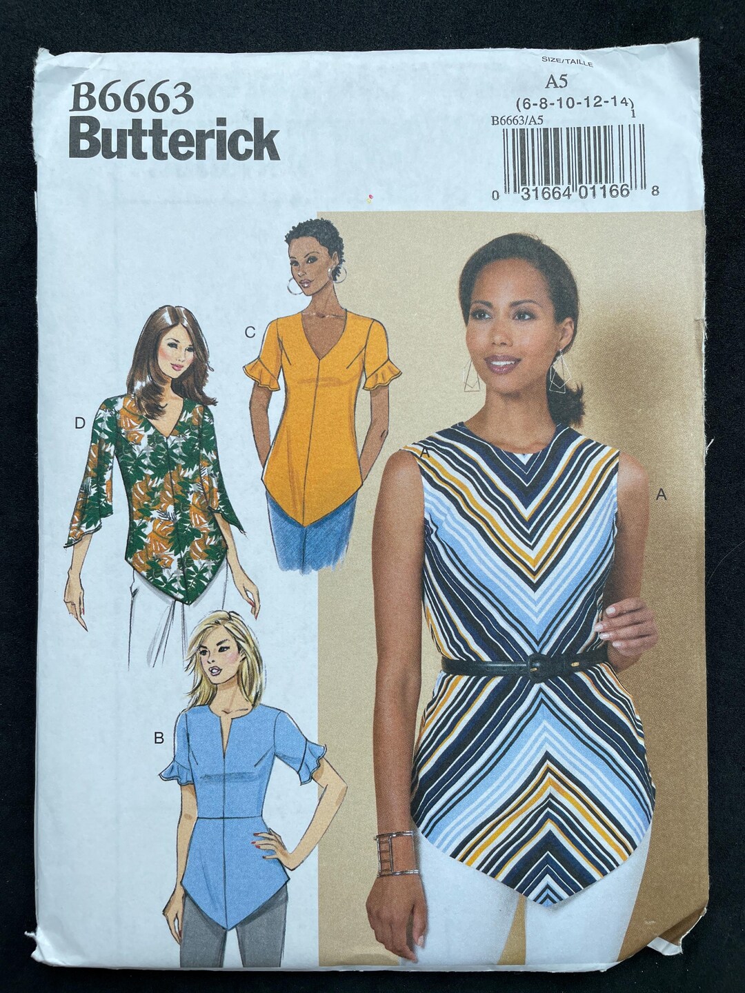 Butterick B6663 6663 Pattern UNCUT Easy Semi Fitted Top Sleeveless ...